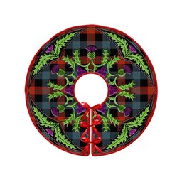 ScotsTee Shop Scottish Brown (Broun) Ancient Clan Crest Tartan Christmas Tree Skirt Scottish Thistle Design