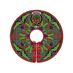 ScotsTee Shop Scottish MacBeth Weathered Clan Crest Tartan Christmas Tree Skirt Scottish Thistle Design