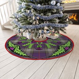 ScotsTee Shop Scottish Kinnaird Weathered Clan Crest Tartan Christmas Tree Skirt Scottish Thistle Design