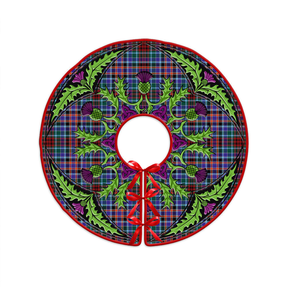 ScotsTee Shop Scottish Huntly Modern Clan Crest Tartan Christmas Tree Skirt Scottish Thistle Design