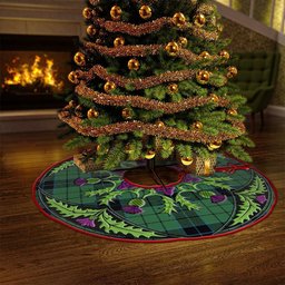 ScotsTee Shop Scottish Innes (Georgina) Clan Crest Tartan Christmas Tree Skirt Scottish Thistle Design