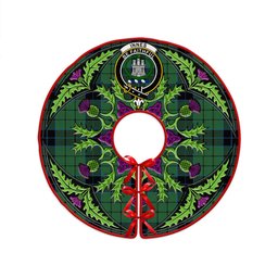 ScotsTee Shop Scottish Innes (Georgina) Clan Crest Tartan Christmas Tree Skirt Scottish Thistle Design