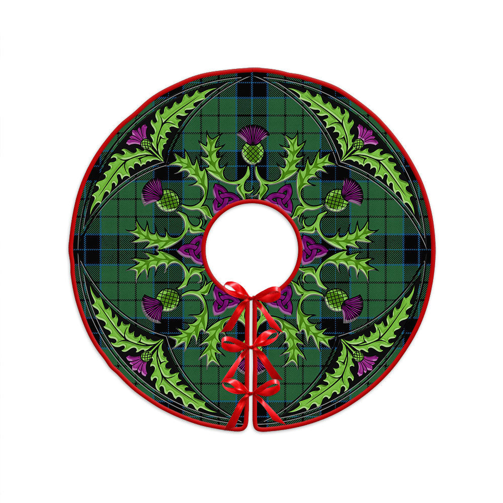 ScotsTee Shop Scottish Innes (Georgina) Clan Crest Tartan Christmas Tree Skirt Scottish Thistle Design