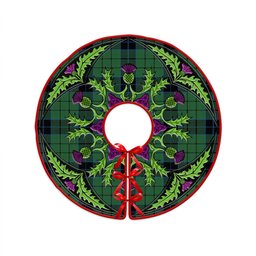 ScotsTee Shop Scottish Innes (Georgina) Clan Crest Tartan Christmas Tree Skirt Scottish Thistle Design