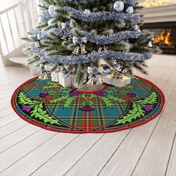 ScotsTee Shop Scottish MacBeth Ancient Clan Crest Tartan Christmas Tree Skirt Scottish Thistle Design