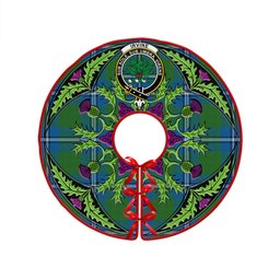 ScotsTee Shop Scottish Irvine Ancient Clan Crest Tartan Christmas Tree Skirt Scottish Thistle Design