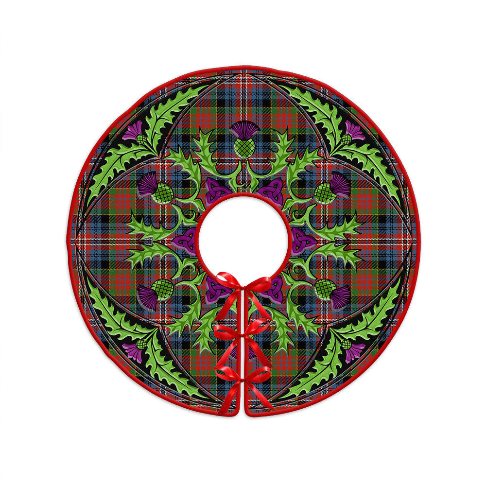 ScotsTee Shop Scottish Kidd Ancient Clan Crest Tartan Christmas Tree Skirt Scottish Thistle Design