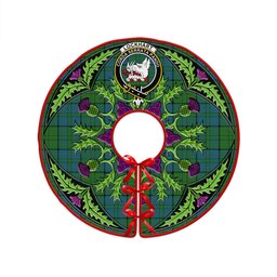 ScotsTee Shop Scottish Lockhart Ancient Clan Crest Tartan Christmas Tree Skirt Scottish Thistle Design