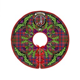ScotsTee Shop Scottish MacColl (MacCall) Modern Clan Crest Tartan Christmas Tree Skirt Scottish Thistle Design