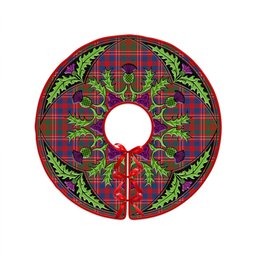 ScotsTee Shop Scottish MacColl (MacCall) Modern Clan Crest Tartan Christmas Tree Skirt Scottish Thistle Design