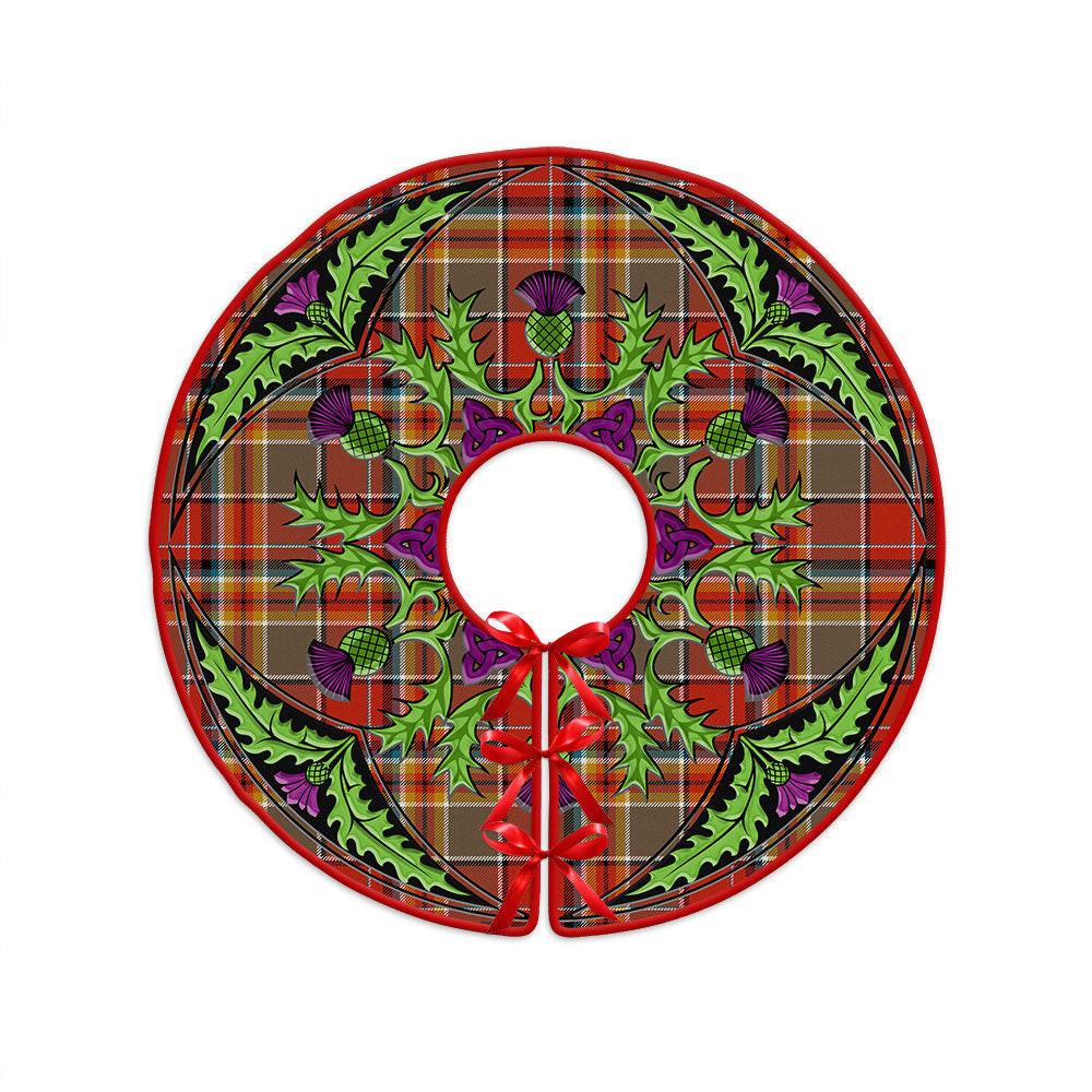 ScotsTee Shop Scottish MacGlashan Ancient Clan Crest Tartan Christmas Tree Skirt Scottish Thistle Design