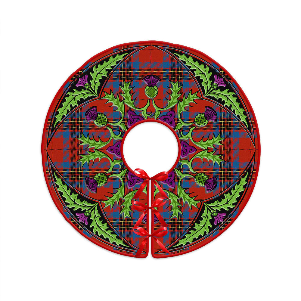 ScotsTee Shop Scottish Leslie Ancient Clan Crest Tartan Christmas Tree Skirt Scottish Thistle Design