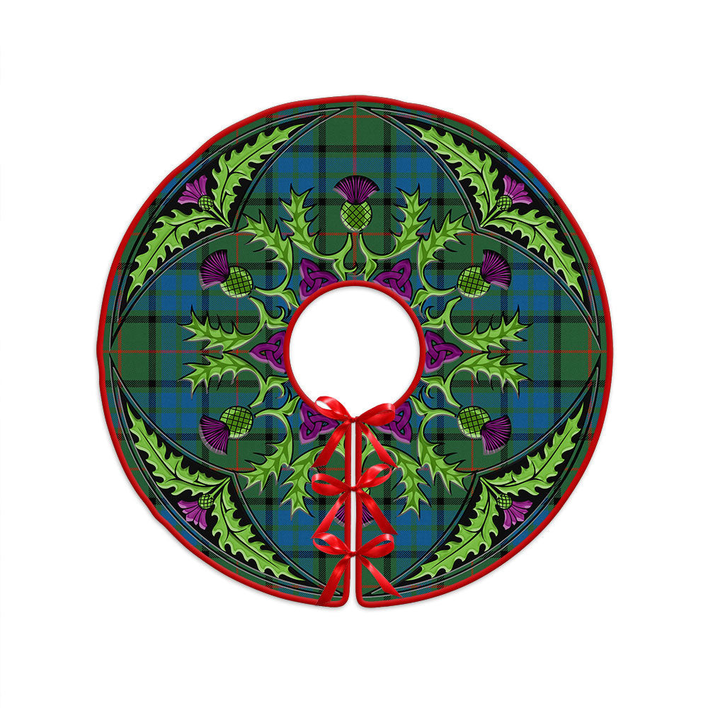 ScotsTee Shop Scottish Lauder Ancient Clan Crest Tartan Christmas Tree Skirt Scottish Thistle Design
