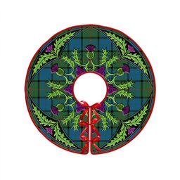 ScotsTee Shop Scottish Lauder Ancient Clan Crest Tartan Christmas Tree Skirt Scottish Thistle Design