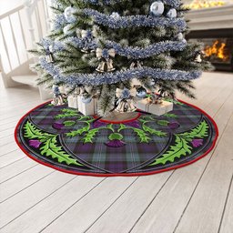 ScotsTee Shop Scottish Lyon ((Liall Lyall Lyle) Weathered Clan Crest Tartan Christmas Tree Skirt Scottish Thistle Design