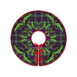ScotsTee Shop Scottish Lyon ((Liall Lyall Lyle) Weathered Clan Crest Tartan Christmas Tree Skirt Scottish Thistle Design