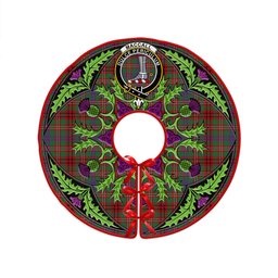 ScotsTee Shop Scottish MacCall Modern Clan Crest Tartan Christmas Tree Skirt Scottish Thistle Design
