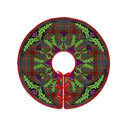 ScotsTee Shop Scottish MacCall Modern Clan Crest Tartan Christmas Tree Skirt Scottish Thistle Design