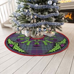 ScotsTee Shop Scottish Hutton Weathered Clan Crest Tartan Christmas Tree Skirt Scottish Thistle Design