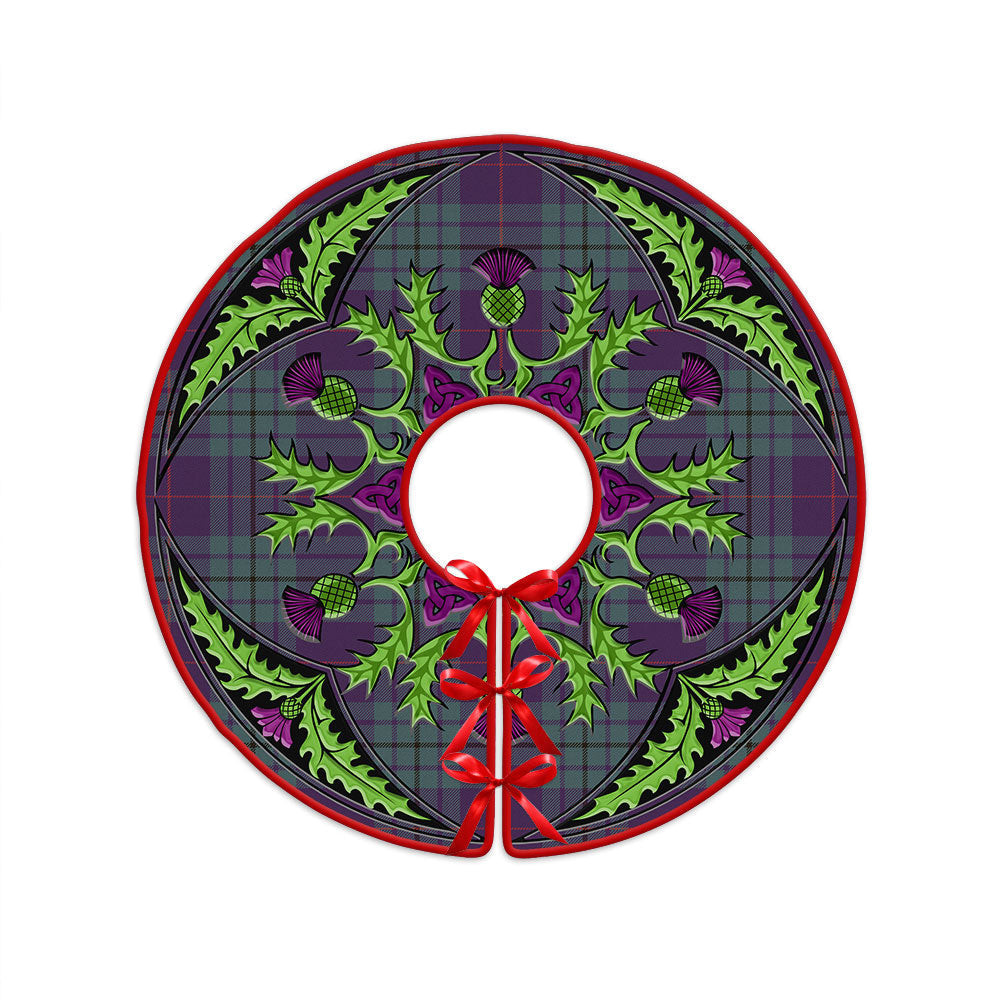 ScotsTee Shop Scottish Hutton Weathered Clan Crest Tartan Christmas Tree Skirt Scottish Thistle Design
