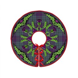 ScotsTee Shop Scottish Hutton Weathered Clan Crest Tartan Christmas Tree Skirt Scottish Thistle Design
