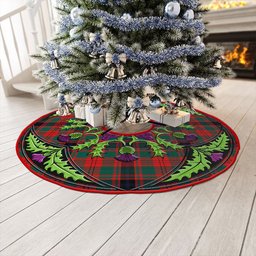 ScotsTee Shop Scottish Fulton 1999 Modern Clan Crest Tartan Christmas Tree Skirt Scottish Thistle Design
