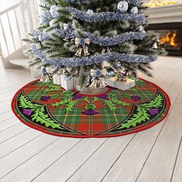 ScotsTee Shop Scottish Leask Ancient Clan Crest Tartan Christmas Tree Skirt Scottish Thistle Design