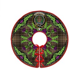 ScotsTee Shop Scottish MacArthur Weathered Clan Crest Tartan Christmas Tree Skirt Scottish Thistle Design
