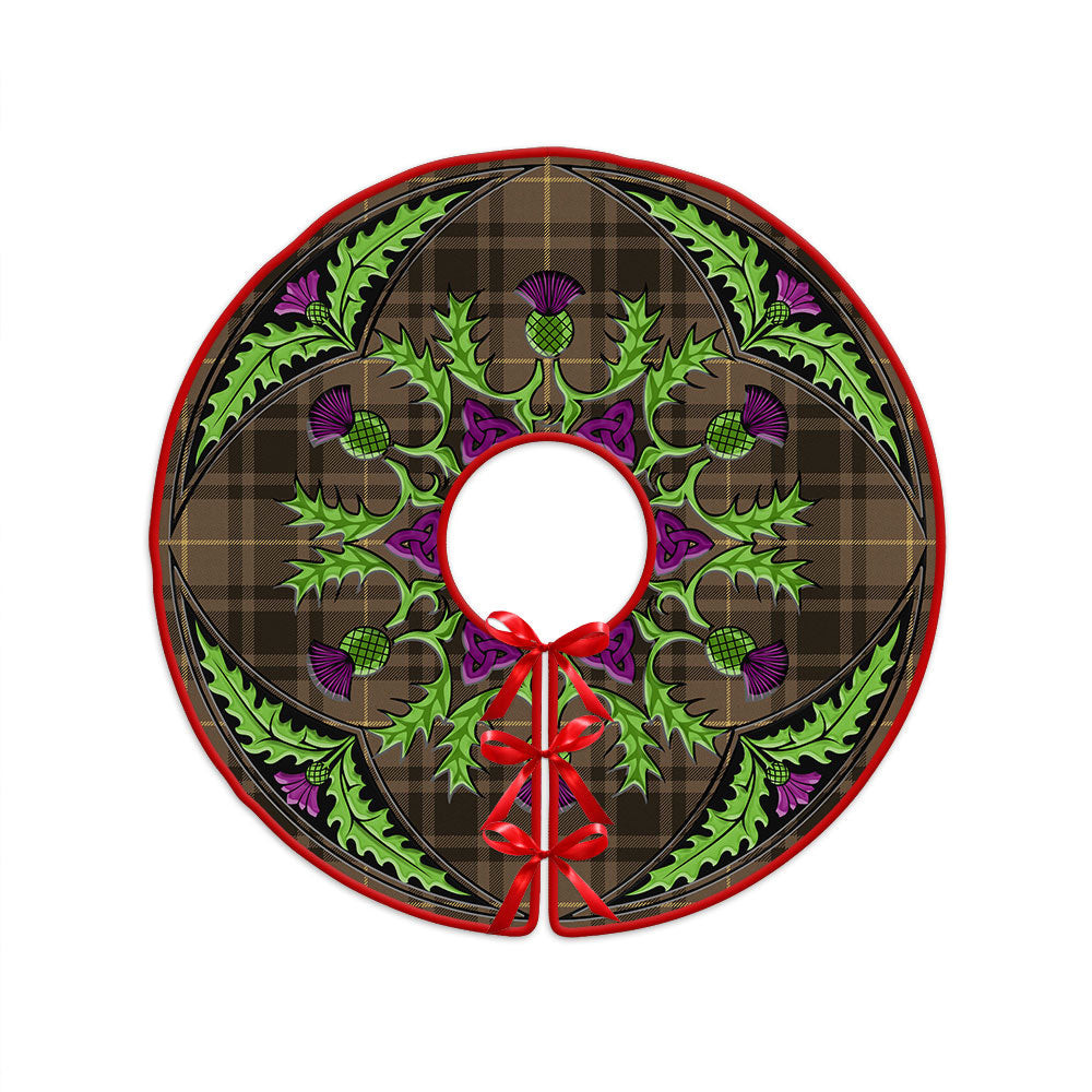 ScotsTee Shop Scottish MacArthur Weathered Clan Crest Tartan Christmas Tree Skirt Scottish Thistle Design
