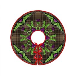 ScotsTee Shop Scottish MacArthur Weathered Clan Crest Tartan Christmas Tree Skirt Scottish Thistle Design
