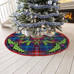 ScotsTee Shop Scottish Glenn Modern Clan Crest Tartan Christmas Tree Skirt Scottish Thistle Design