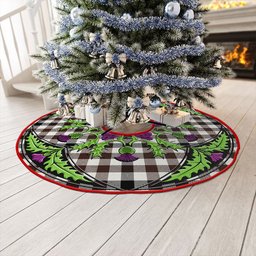 ScotsTee Shop Scottish Hogg Modern Clan Crest Tartan Christmas Tree Skirt Scottish Thistle Design