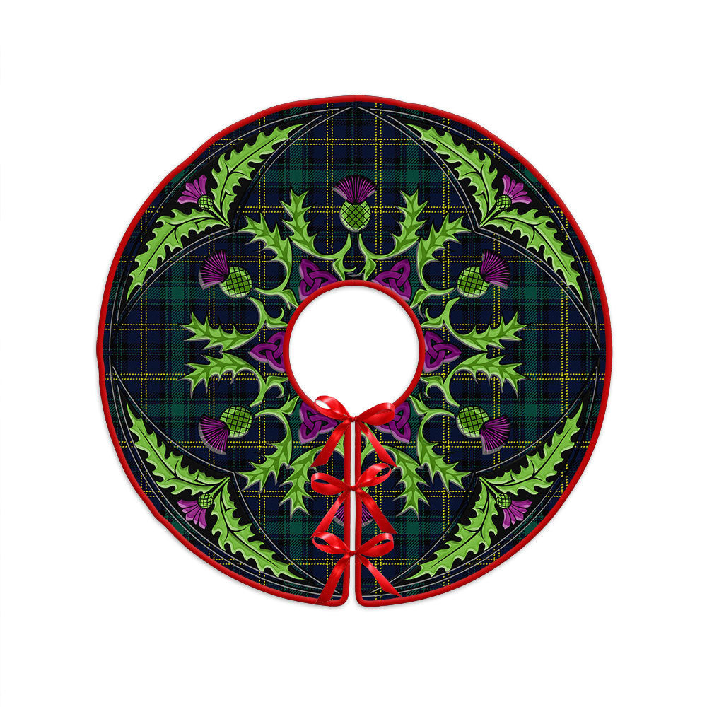 ScotsTee Shop Scottish Hope Vere Modern Clan Crest Tartan Christmas Tree Skirt Scottish Thistle Design