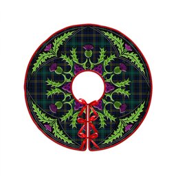 ScotsTee Shop Scottish Hope Vere Modern Clan Crest Tartan Christmas Tree Skirt Scottish Thistle Design
