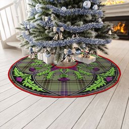 ScotsTee Shop Scottish Henderson Weathered Clan Crest Tartan Christmas Tree Skirt Scottish Thistle Design