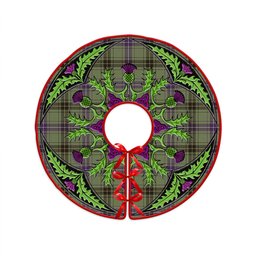 ScotsTee Shop Scottish Henderson Weathered Clan Crest Tartan Christmas Tree Skirt Scottish Thistle Design