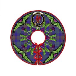 ScotsTee Shop Scottish Lang (Laing) Weathered Clan Crest Tartan Christmas Tree Skirt Scottish Thistle Design