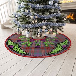ScotsTee Shop Scottish MacCall Weathered Clan Crest Tartan Christmas Tree Skirt Scottish Thistle Design