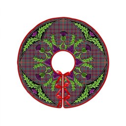 ScotsTee Shop Scottish Hall Weathered Clan Crest Tartan Christmas Tree Skirt Scottish Thistle Design
