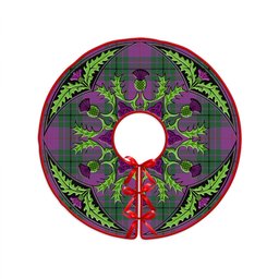 ScotsTee Shop Scottish Hutton Ancient Clan Crest Tartan Christmas Tree Skirt Scottish Thistle Design