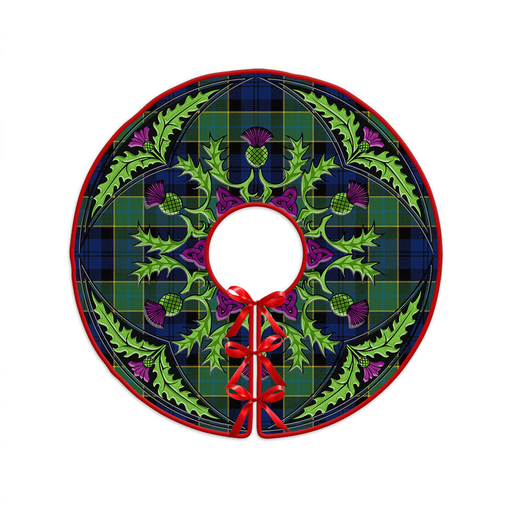 ScotsTee Shop Scottish Hogarth Modern Clan Crest Tartan Christmas Tree Skirt Scottish Thistle Design