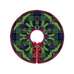 ScotsTee Shop Scottish Hogarth Modern Clan Crest Tartan Christmas Tree Skirt Scottish Thistle Design