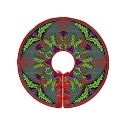 ScotsTee Shop Scottish Harvey Weathered Clan Crest Tartan Christmas Tree Skirt Scottish Thistle Design