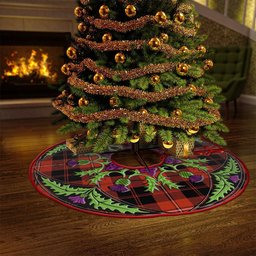 ScotsTee Shop Scottish Cunningham Ancient Clan Crest Tartan Christmas Tree Skirt Scottish Thistle Design