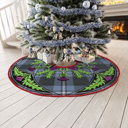 ScotsTee Shop Scottish Irvine Weathered Clan Crest Tartan Christmas Tree Skirt Scottish Thistle Design