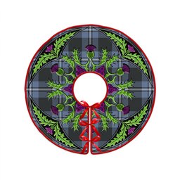 ScotsTee Shop Scottish Irvine Weathered Clan Crest Tartan Christmas Tree Skirt Scottish Thistle Design