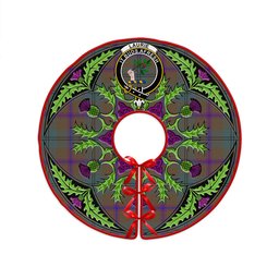 ScotsTee Shop Scottish Laurie Weathered Clan Crest Tartan Christmas Tree Skirt Scottish Thistle Design