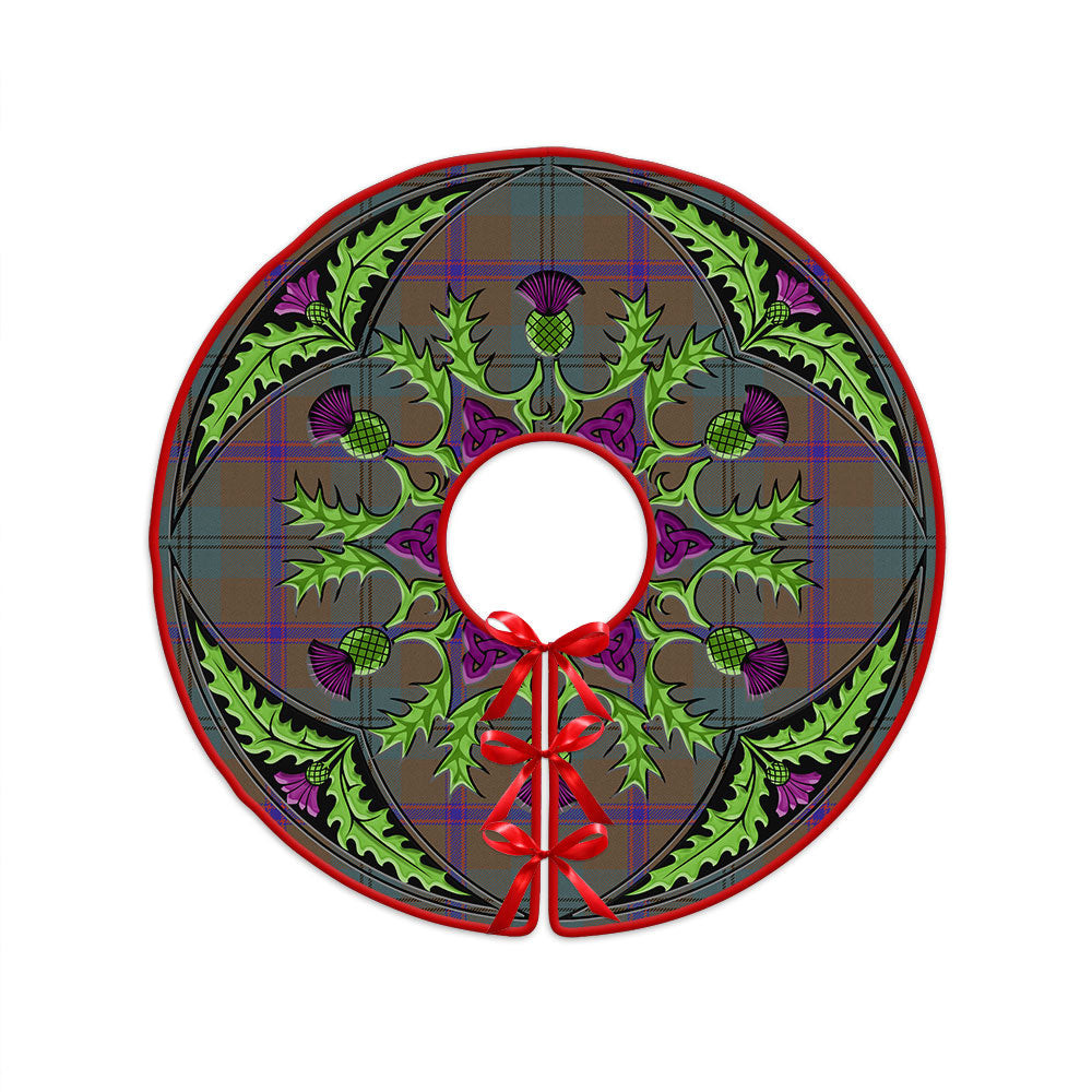 ScotsTee Shop Scottish Laurie Weathered Clan Crest Tartan Christmas Tree Skirt Scottish Thistle Design