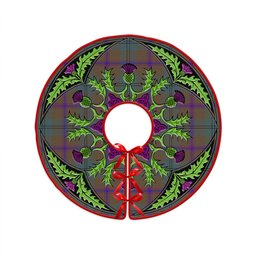 ScotsTee Shop Scottish Laurie Weathered Clan Crest Tartan Christmas Tree Skirt Scottish Thistle Design