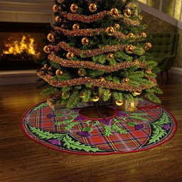 ScotsTee Shop Scottish Hepburn Ancient Clan Crest Tartan Christmas Tree Skirt Scottish Thistle Design